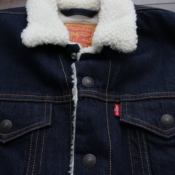 🧥 Levi’s Men’s Sherpa Trucker Jacket 👖 PC9-16365-0075 | Denim Lined Size Small - Picture 3 of 15